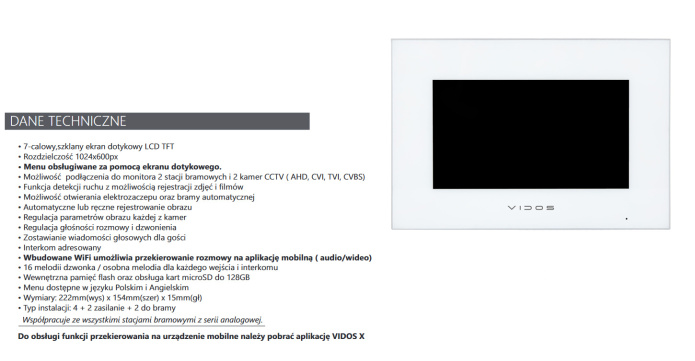 Wideodomofon WiFi z czytnikiem RFID Vidos S11-1 M10WX